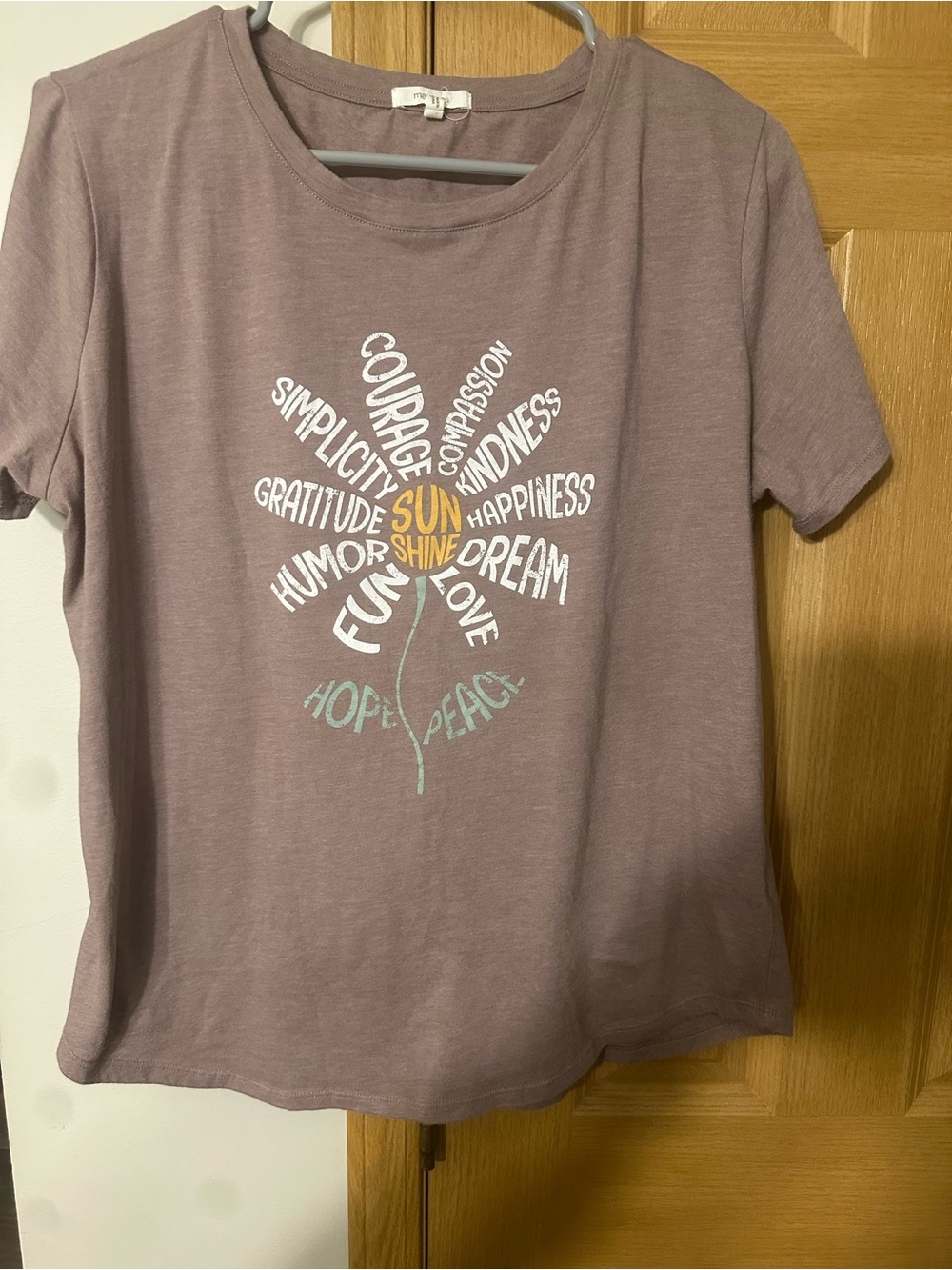 Maurices Mauve Short-Sleeve Graphic Tee with Sunflower Word Art